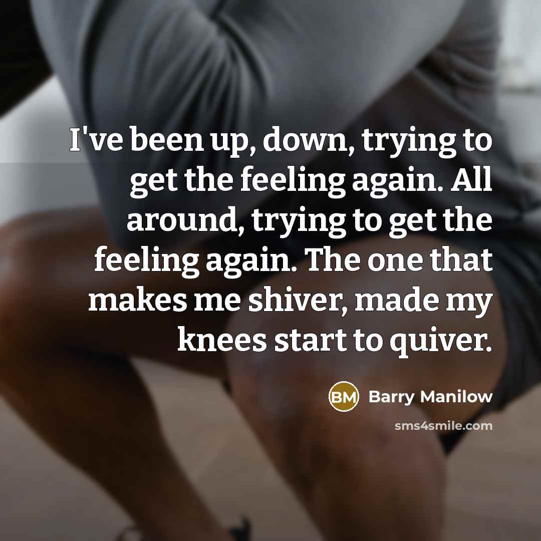 “I've been up, down, trying to get the feeling again.…” quote by Barry Manilow