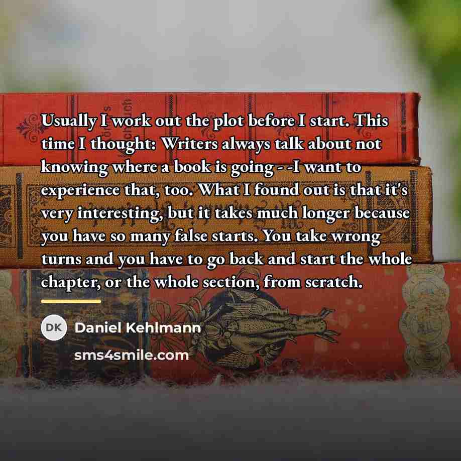 “Usually I work out the plot before I start. This…” quote by Daniel Kehlmann