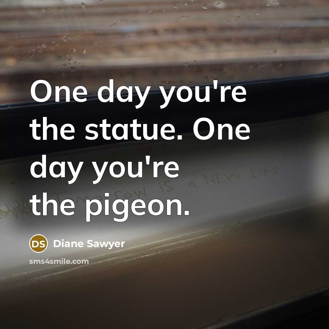 “One day you're the statue. One day you're the pigeon.…” quote by Diane Sawyer