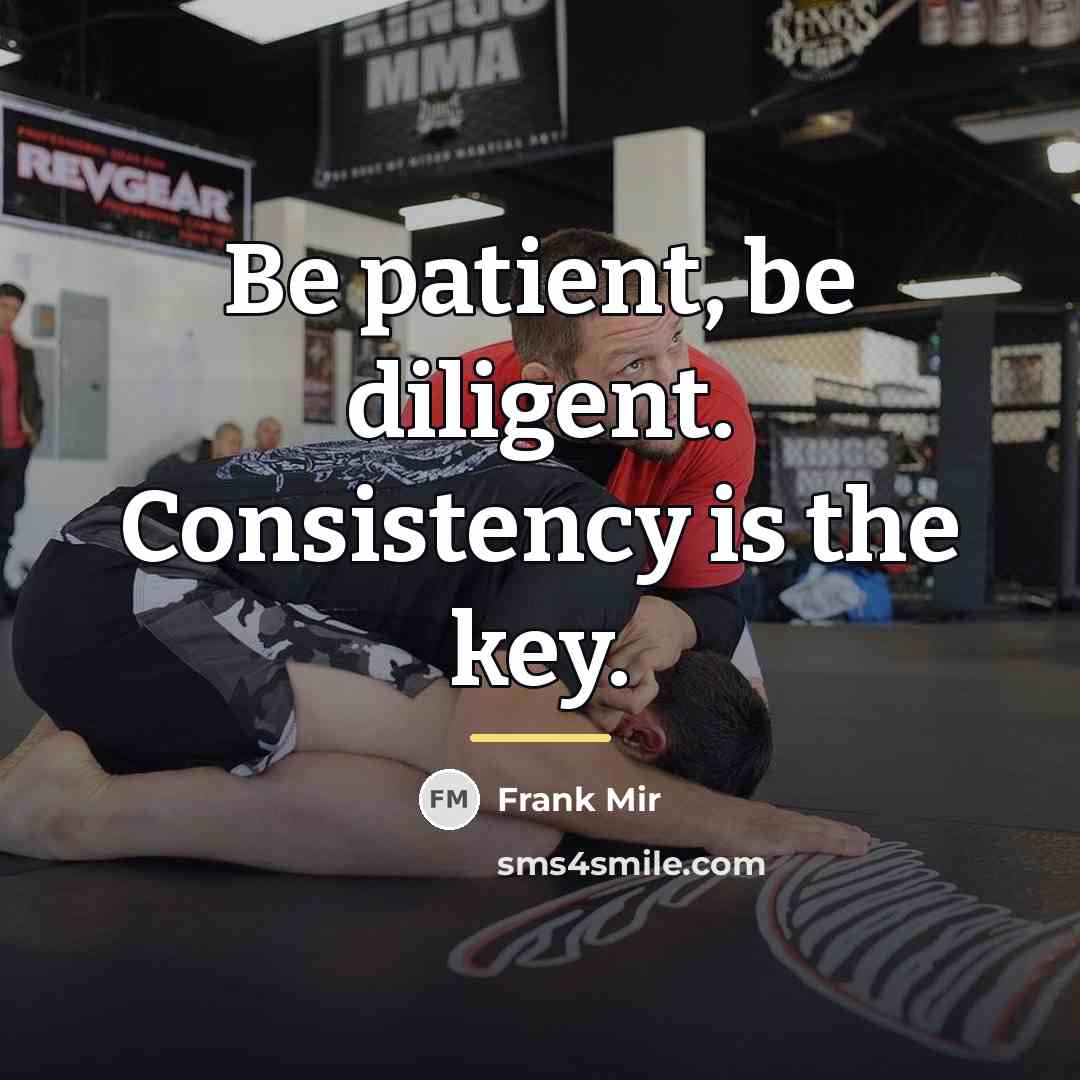 “Be patient, be diligent. Consistency is the key.…” quote by Frank Mir