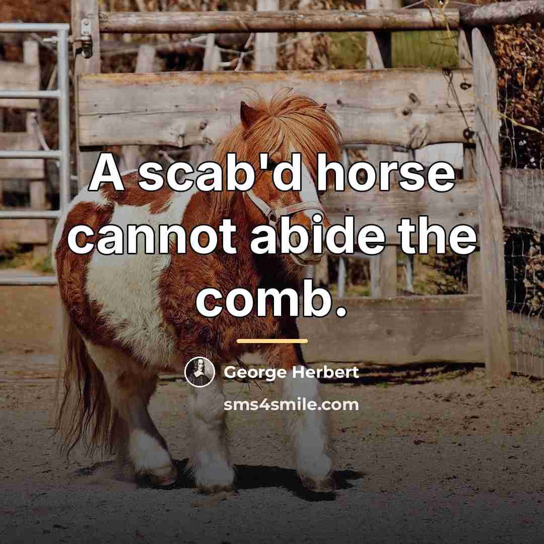 “A scab'd horse cannot abide the comb.…” quote by George Herbert