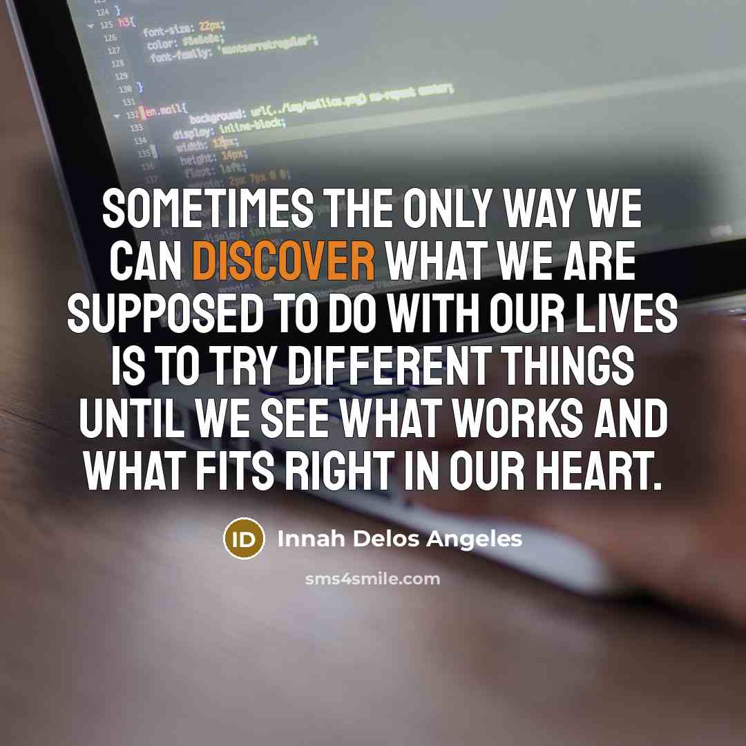 “Sometimes the only way we can discover what we are…” quote by Innah Delos Angeles