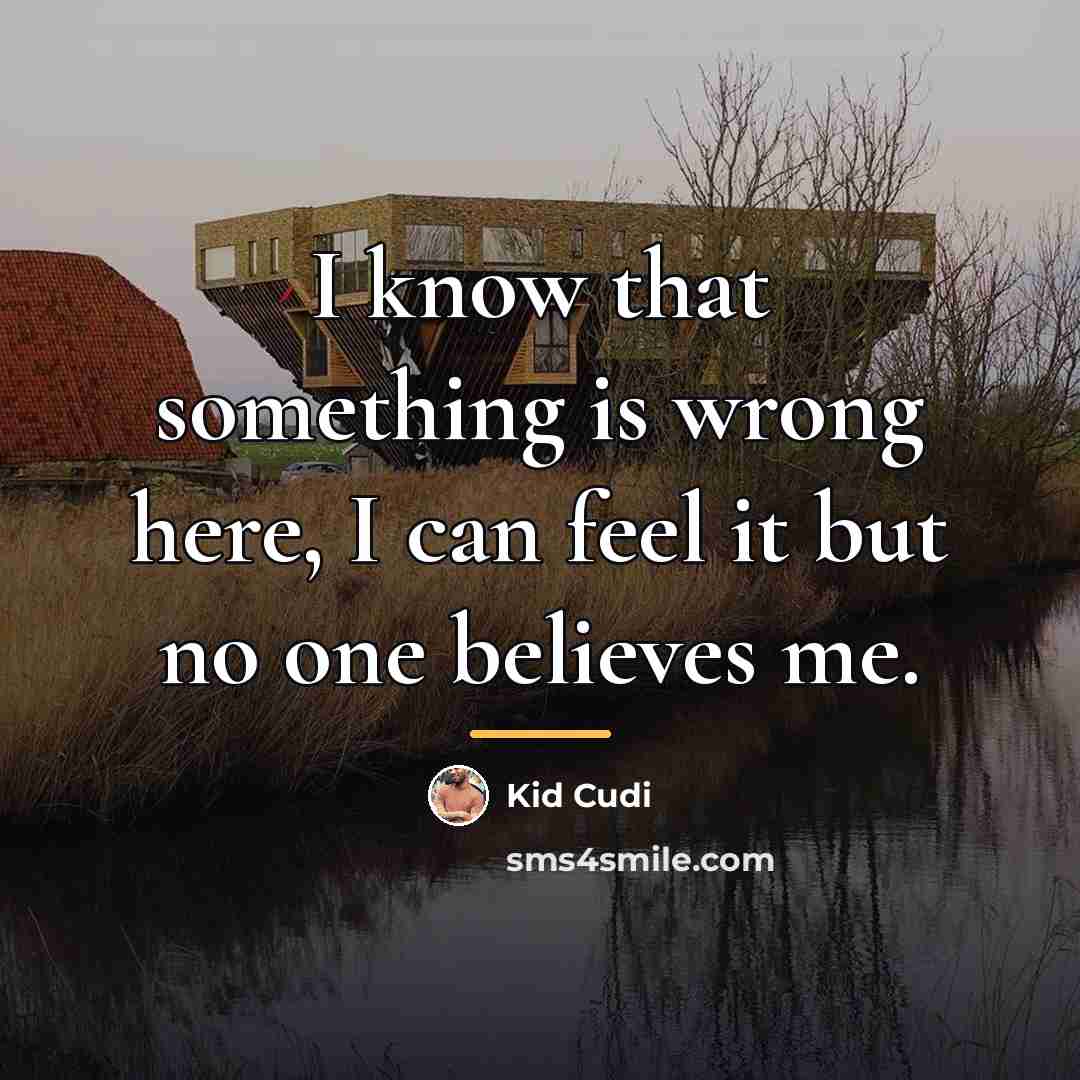 “I know that something is wrong here, I can feel…” quote by Kid Cudi