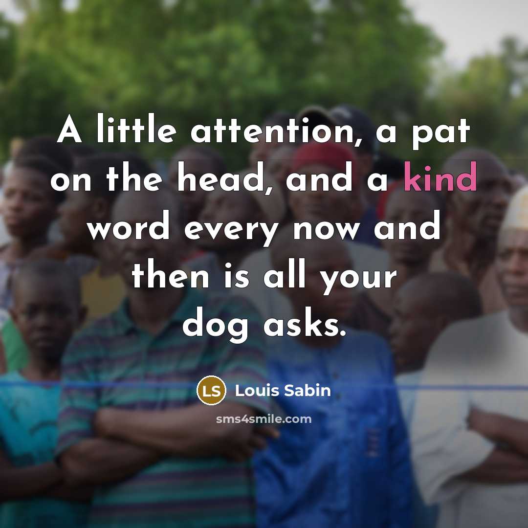 “A little attention, a pat on the head, and a…” quote by Louis Sabin