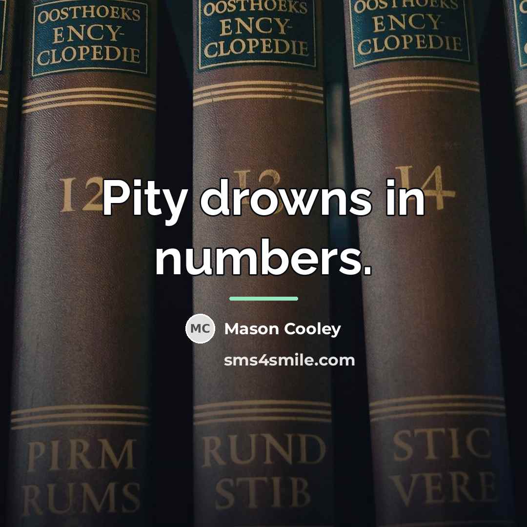 “Pity drowns in numbers.…” quote by Mason Cooley