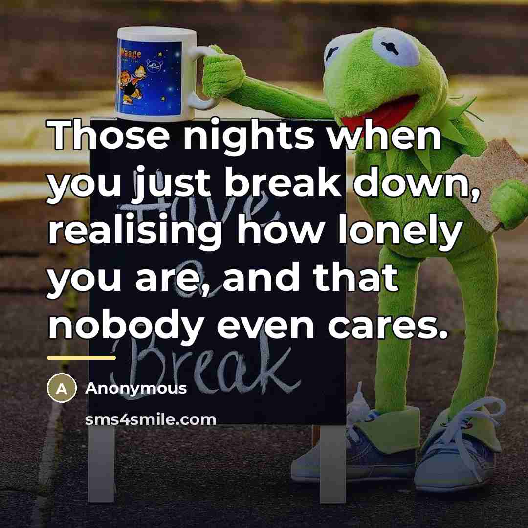 “Those nights when you just break down, realising how lonely…” quote by Anonymous