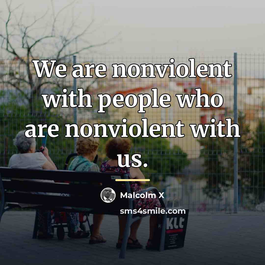 “We are nonviolent with people who are nonviolent with us.…” quote by Malcolm X