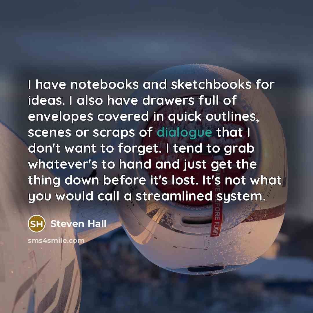 “I have notebooks and sketchbooks for ideas. I also have…” quote by Steven Hall