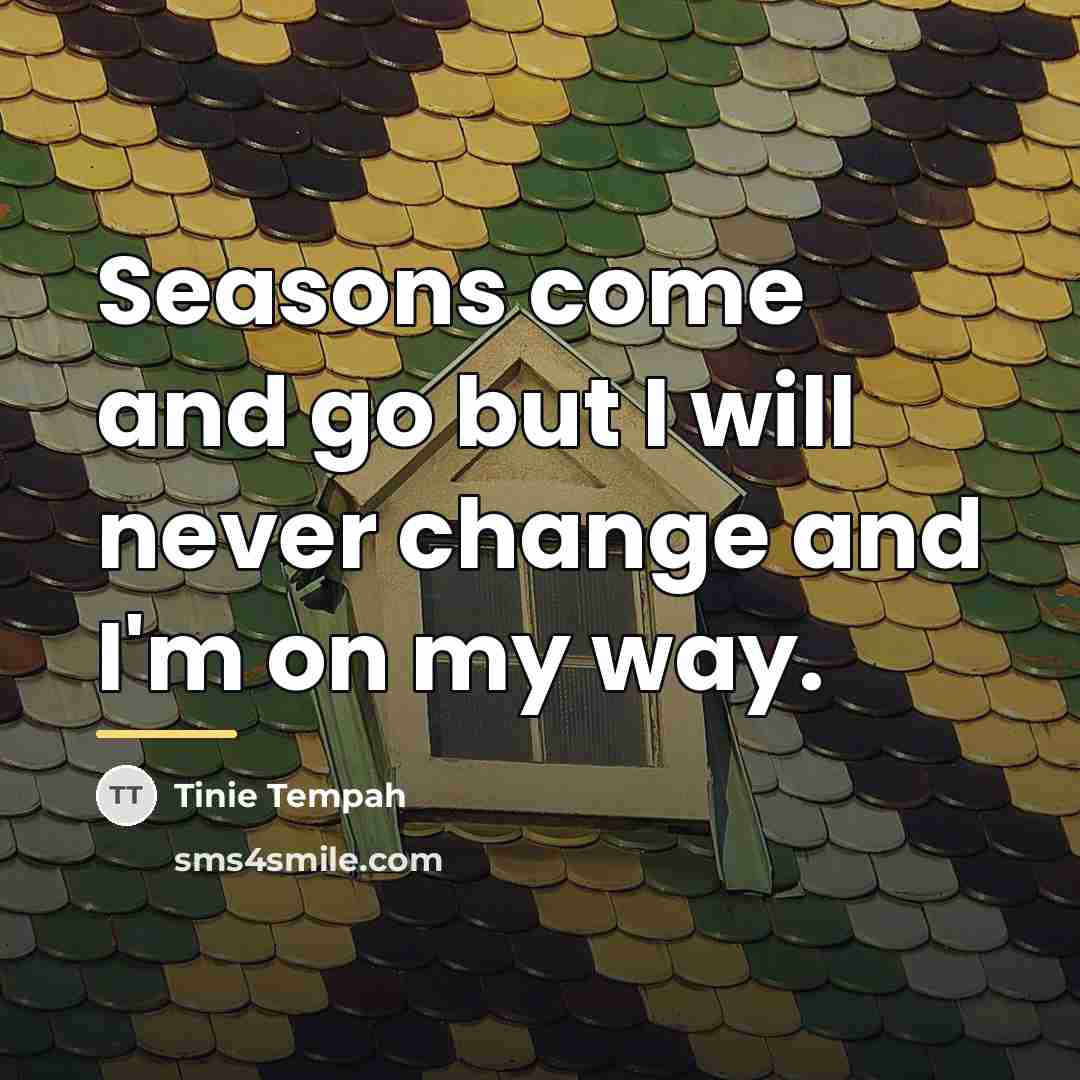 “Seasons come and go but I will never change and…” quote by Tinie Tempah