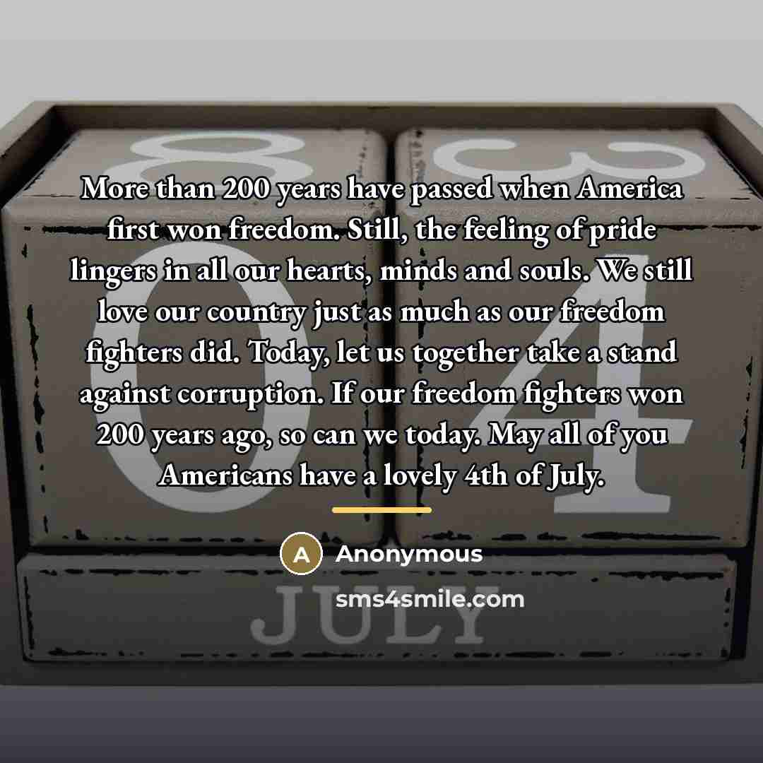 “More than 200 years have passed when America first won…” quote by Anonymous
