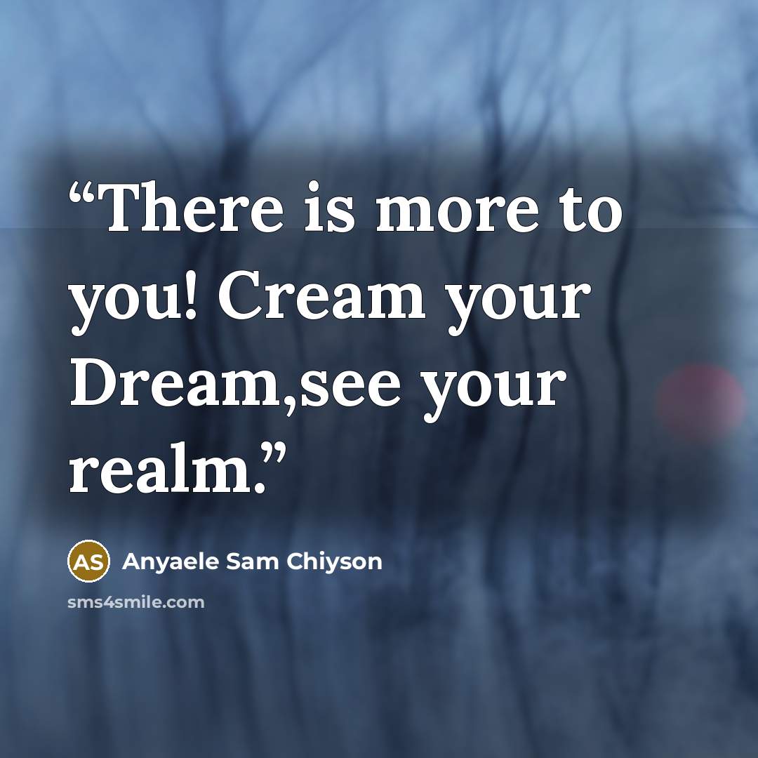 “There is more to you! Cream your Dream,see your realm.” quote by Anyaele Sam Chiyson