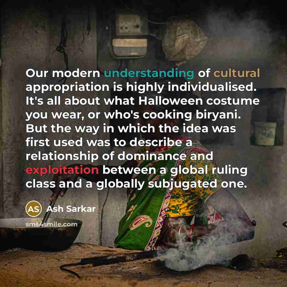 “Our modern understanding of cultural appropriation is highly individualised. It's…” quote by Ash Sarkar