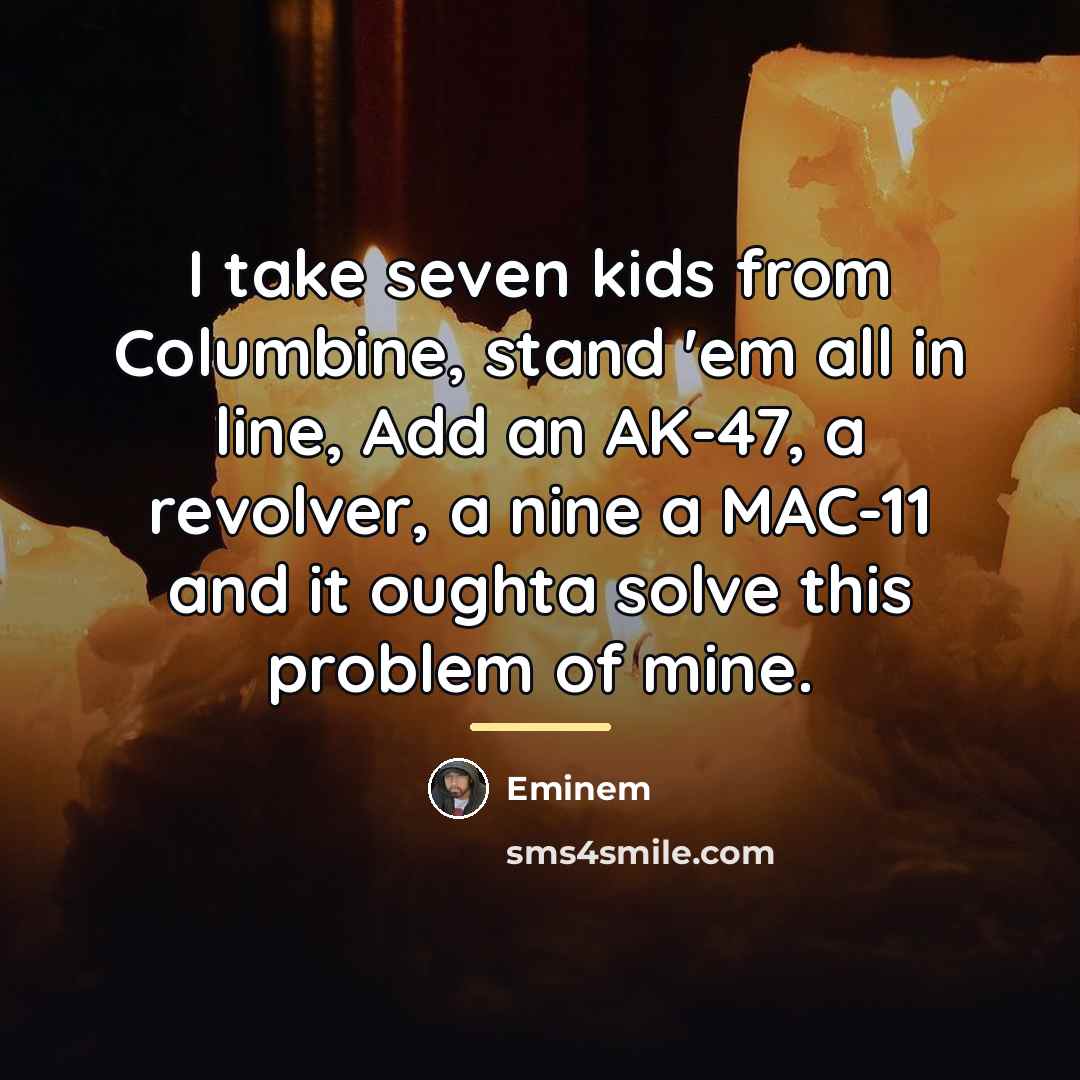 “I take seven kids from Columbine, stand 'em all in…” quote by Eminem