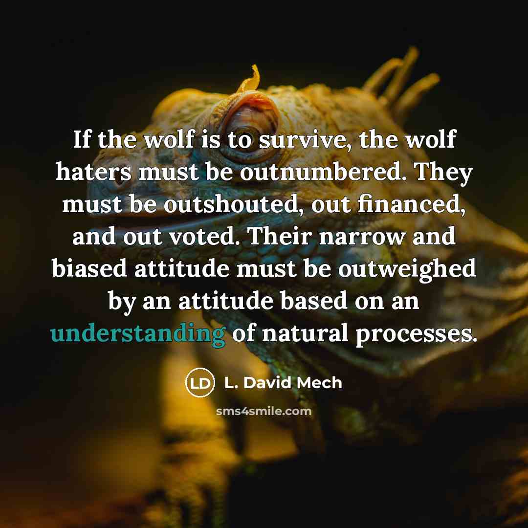 “If the wolf is to survive, the wolf haters must…” quote by L. David Mech