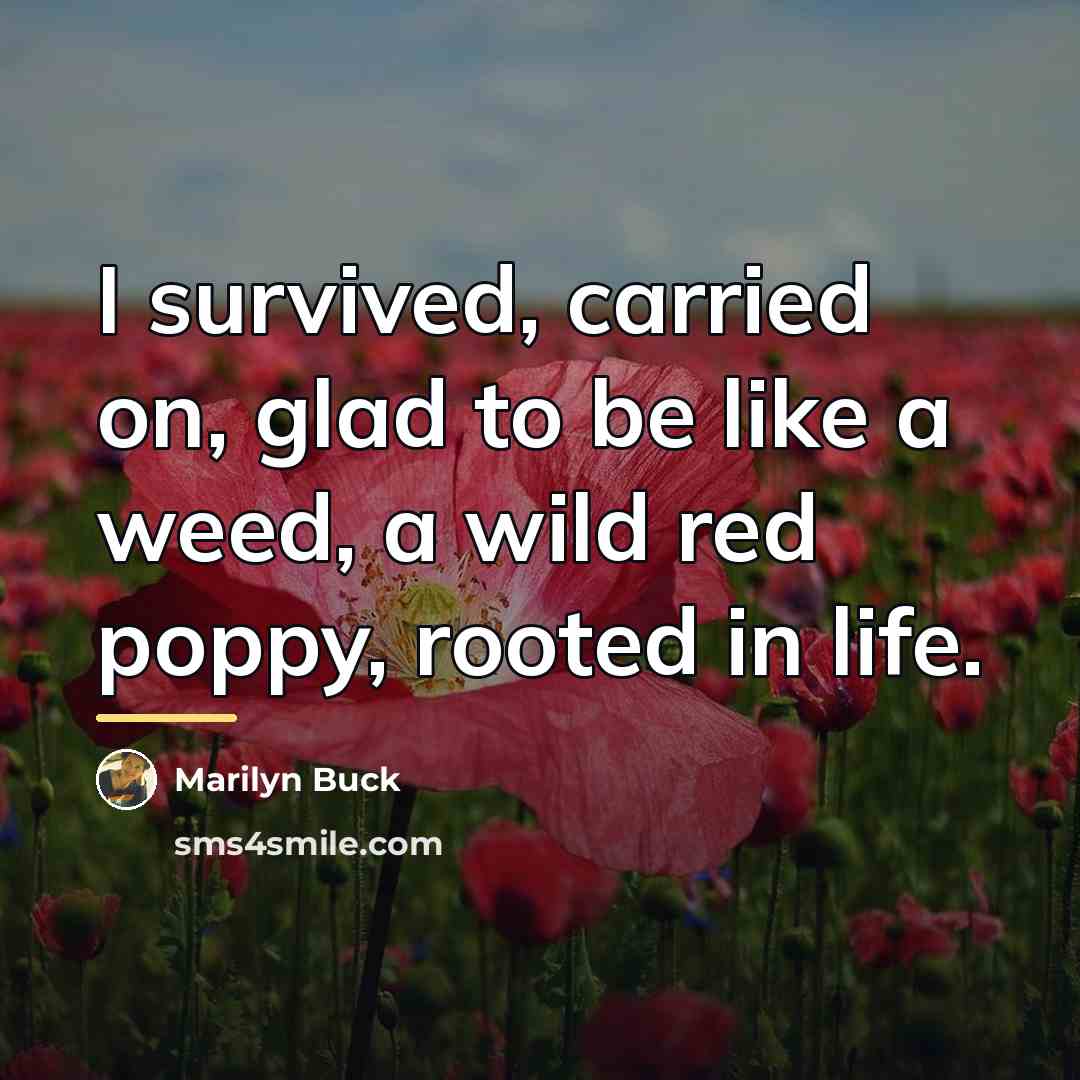 “I survived, carried on, glad to be like a weed,…” quote by Marilyn Buck