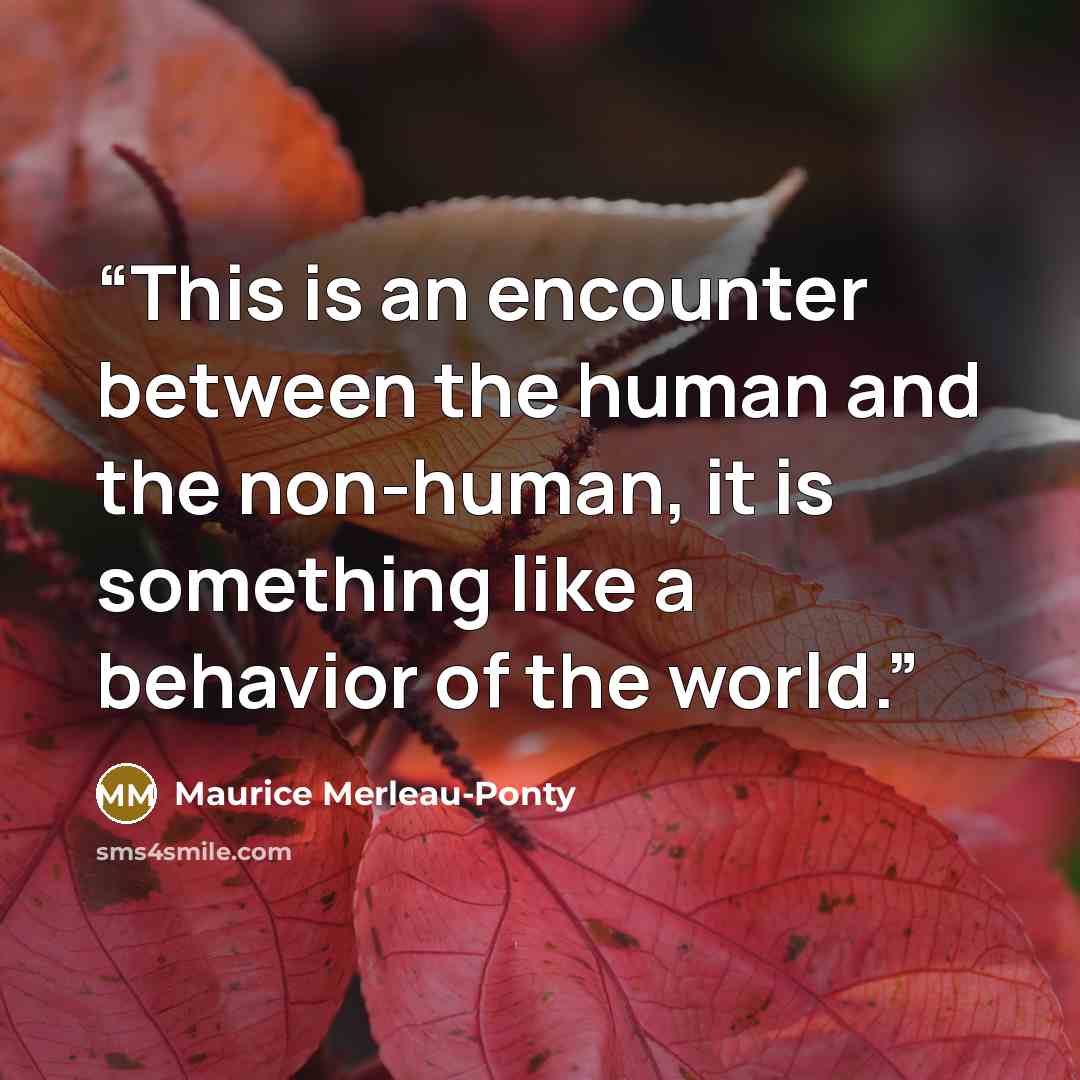“This is an encounter between the human and the non-human, it is something like a behavior of the world.” quote by Maurice Merleau-Ponty