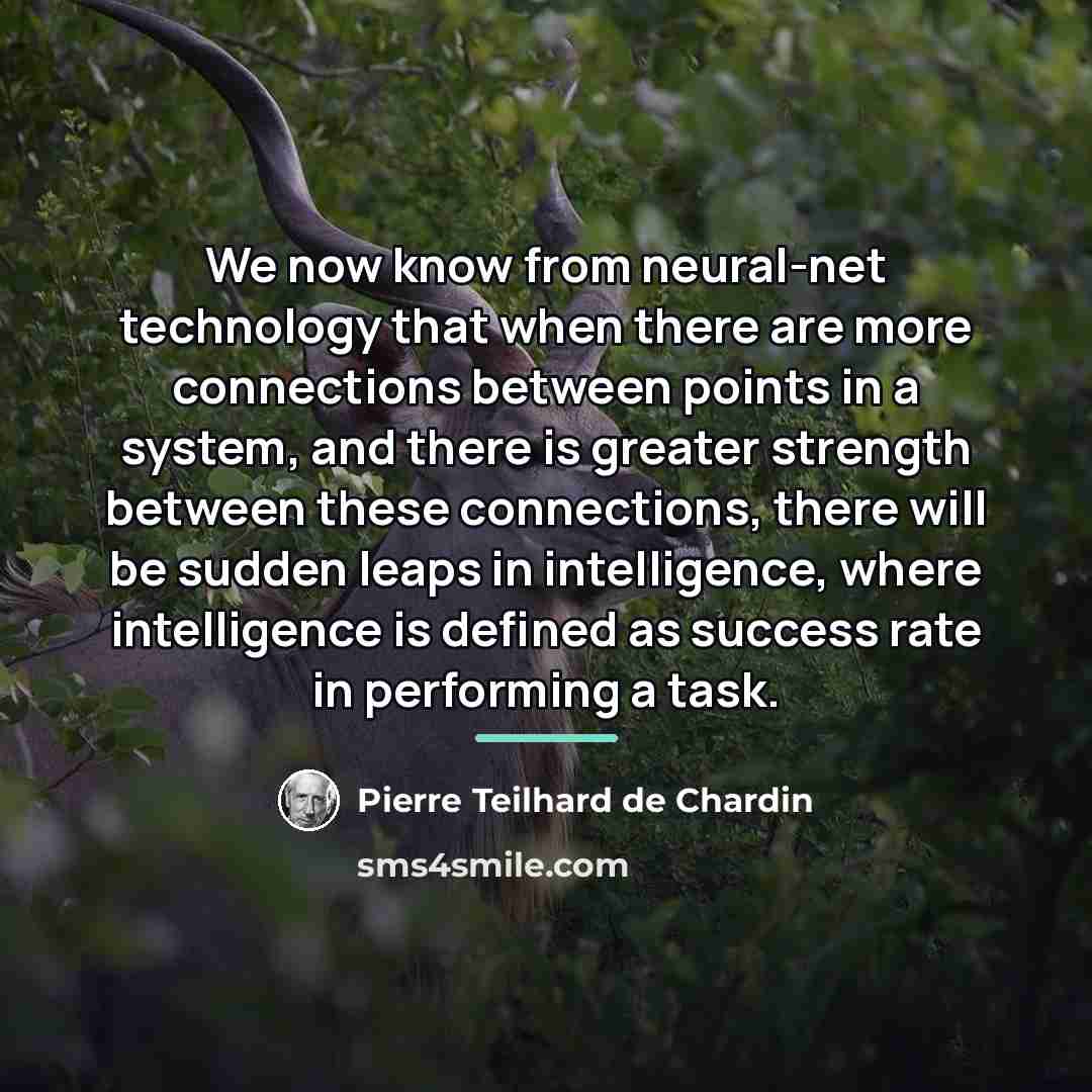 “We now know from neural-net technology that when there are…” quote by Pierre Teilhard de Chardin