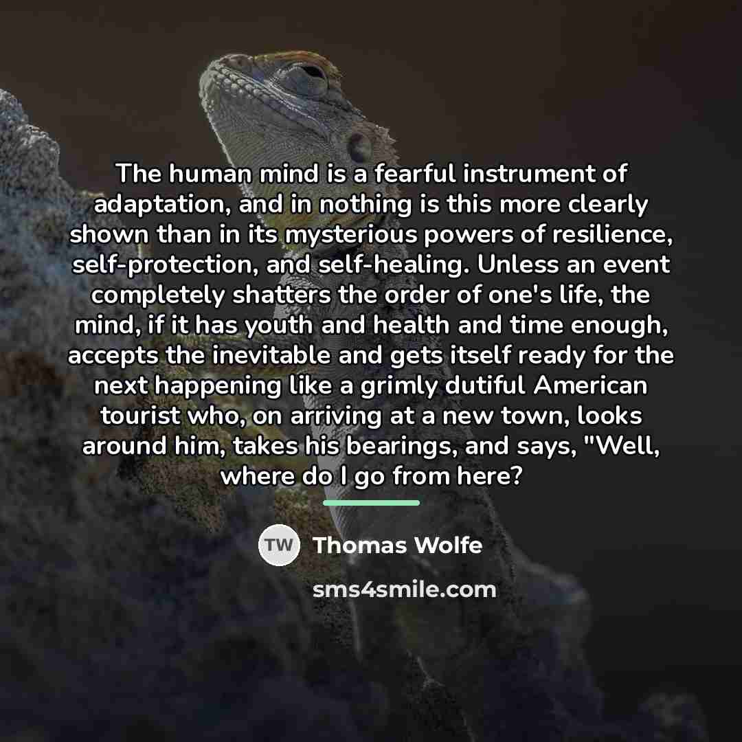 “The human mind is a fearful instrument of adaptation, and…” quote by Thomas Wolfe