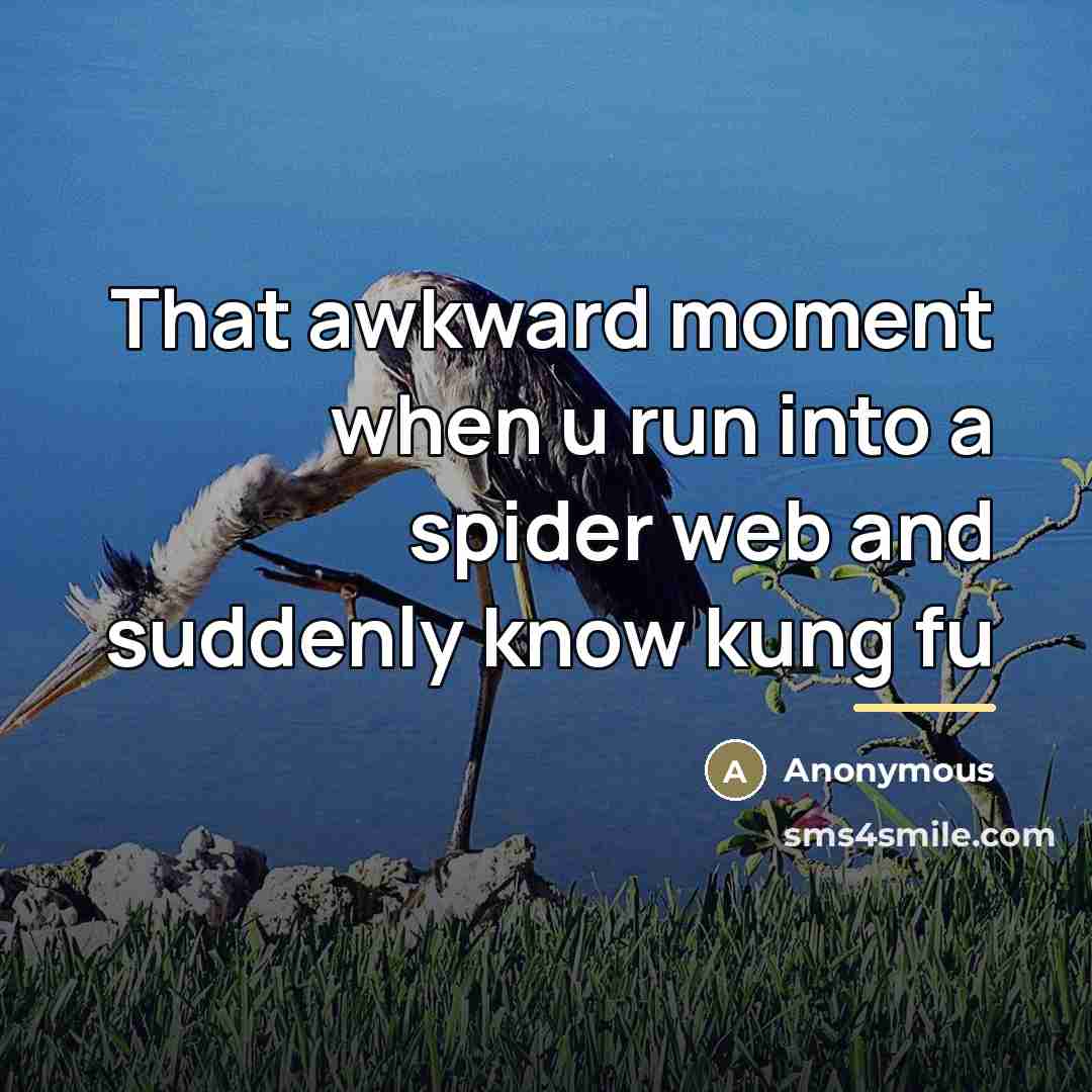 “That awkward moment when u run into a spider web…” quote by Anonymous