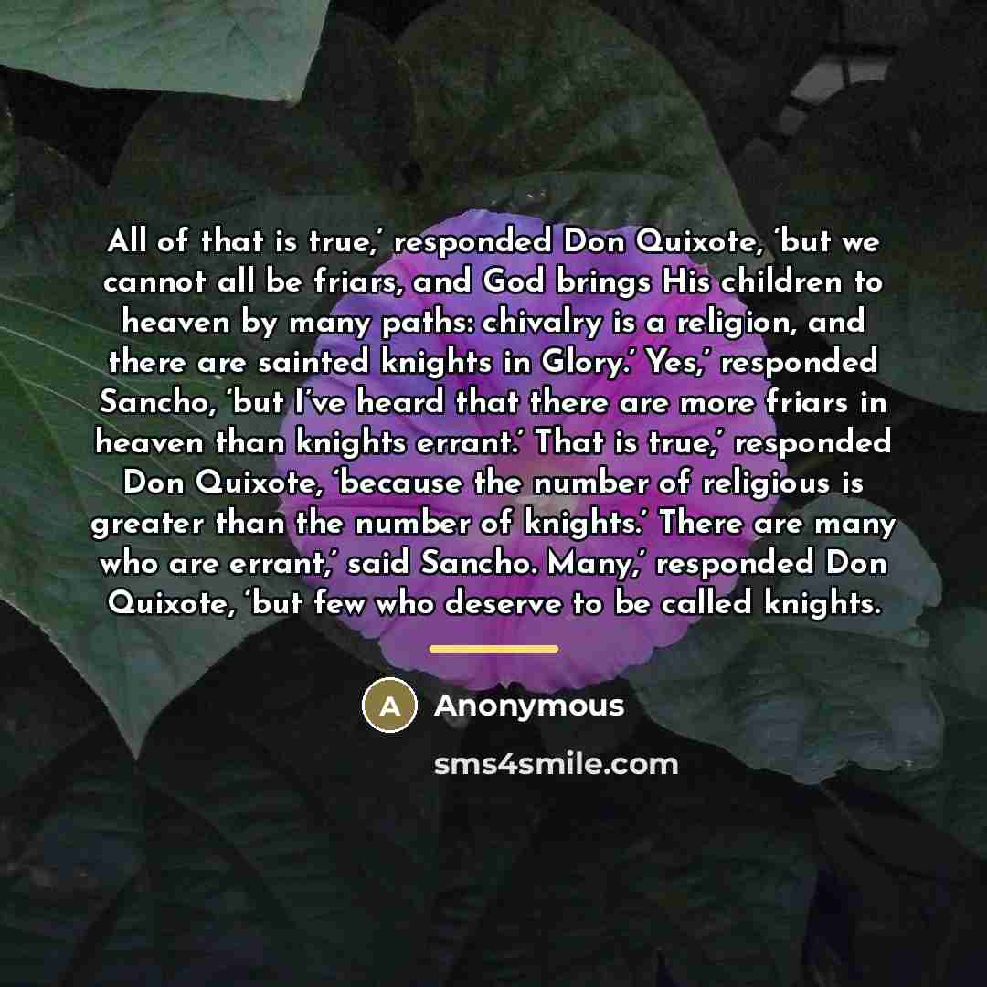 “All of that is true,’ responded Don Quixote, ‘but we…” quote by Anonymous