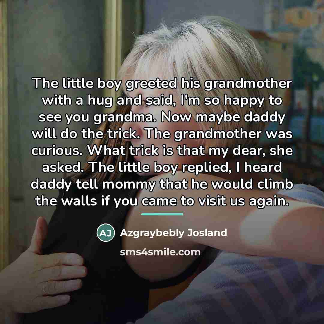 “The little boy greeted his grandmother with a hug and…” quote by Azgraybebly Josland