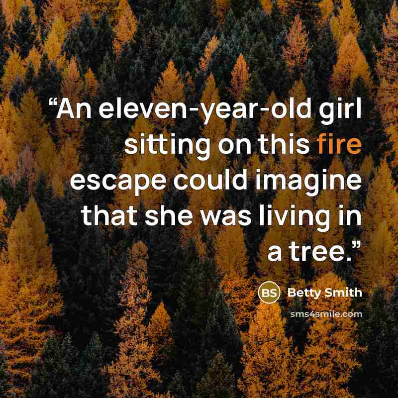 “An eleven-year-old girl sitting on this fire escape could imagine that she was living in a tree.” quote by Betty Smith