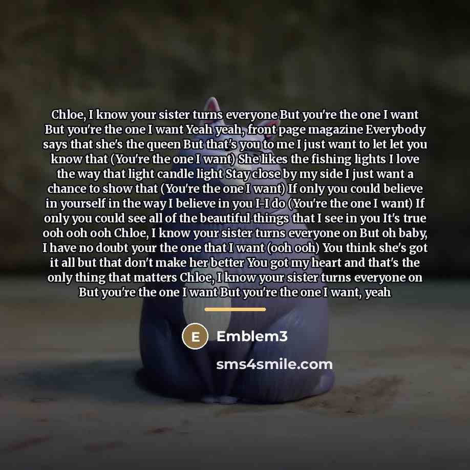 “Chloe, I know your sister turns everyone But you're the…” quote by Emblem3