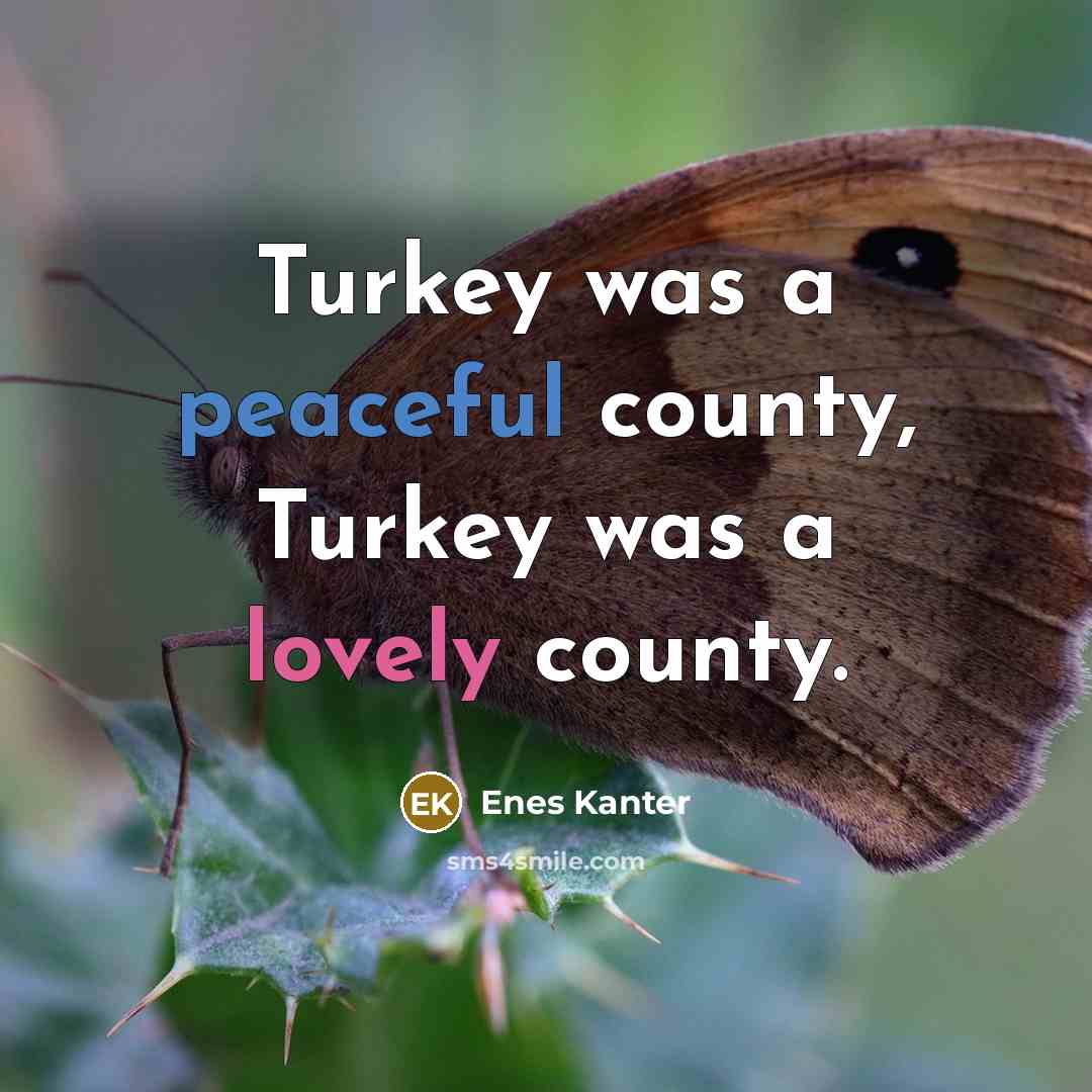 “Turkey was a peaceful county, Turkey was a lovely county.…” quote by Enes Kanter