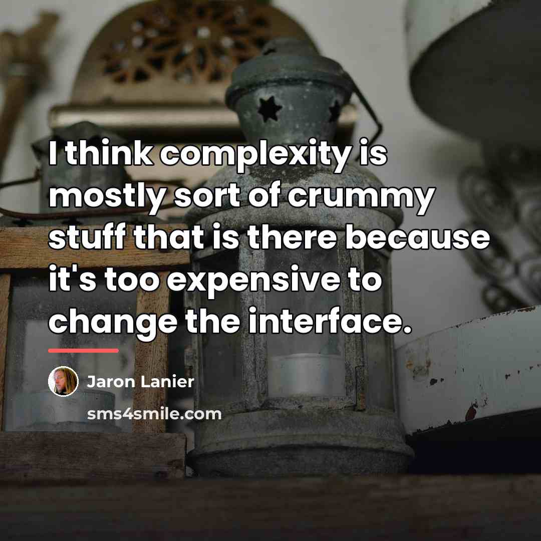 “I think complexity is mostly sort of crummy stuff that…” quote by Jaron Lanier