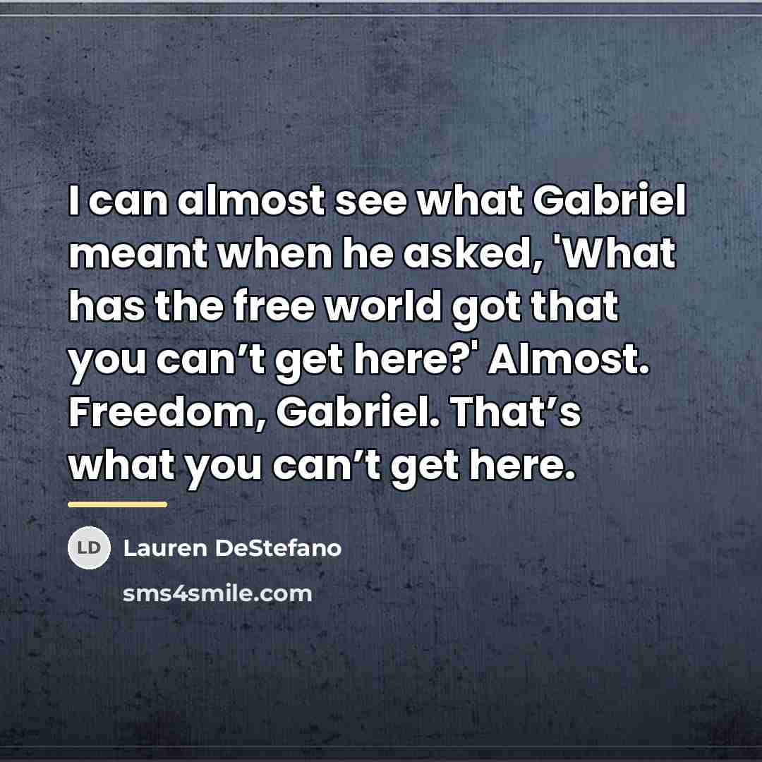 “I can almost see what Gabriel meant when he asked,…” quote by Lauren DeStefano