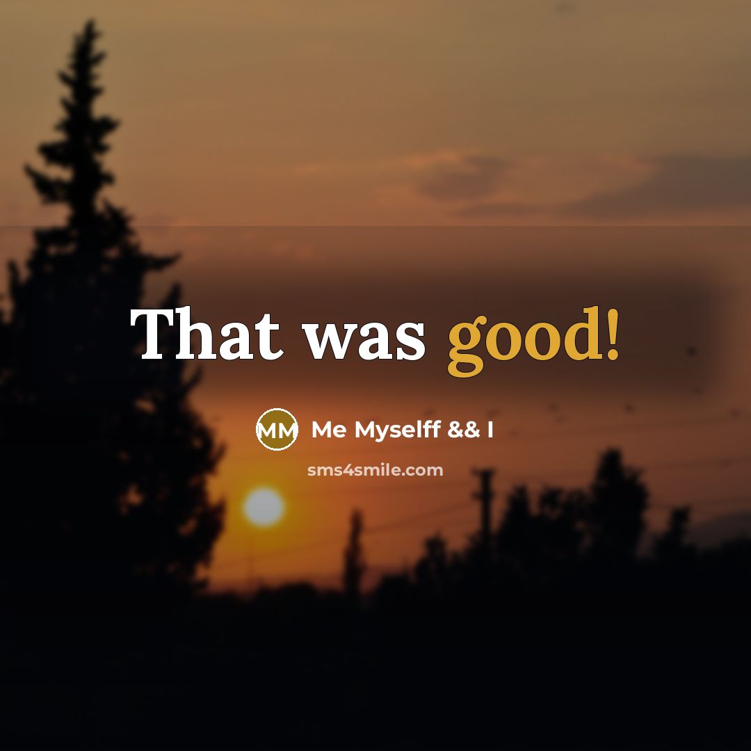 “That was good!…” quote by Me Myselff && I