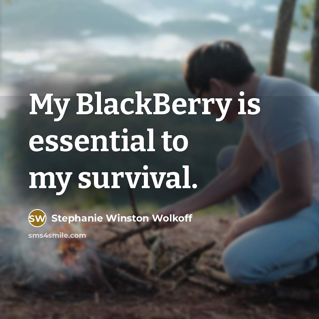“My BlackBerry is essential to my survival.…” quote by Stephanie Winston Wolkoff