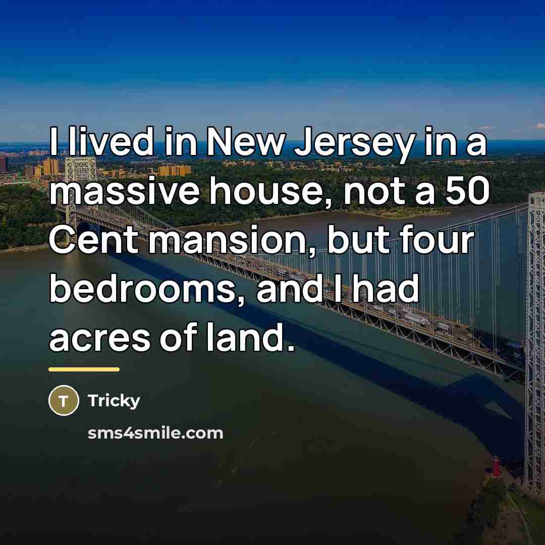 “I lived in New Jersey in a massive house, not…” quote by Tricky