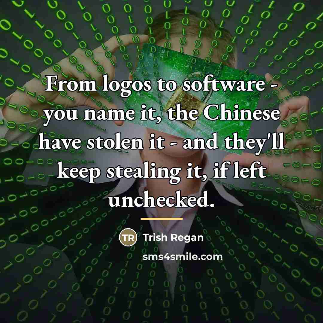 “From logos to software - you name it, the Chinese…” quote by Trish Regan