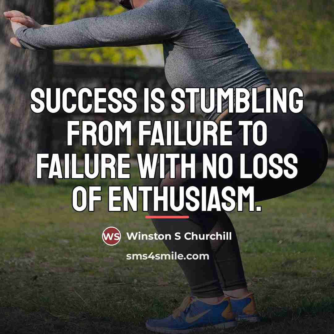 “Success is stumbling from failure to failure with no loss…” quote by Anonymous