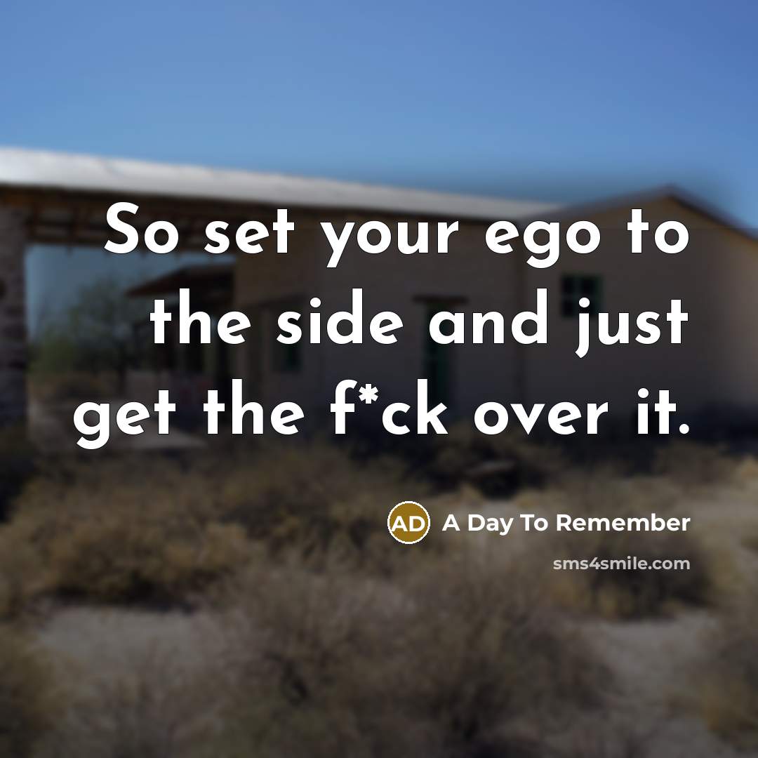 “So set your ego to the side and just get the f*ck over it.” quote by A Day To Remember