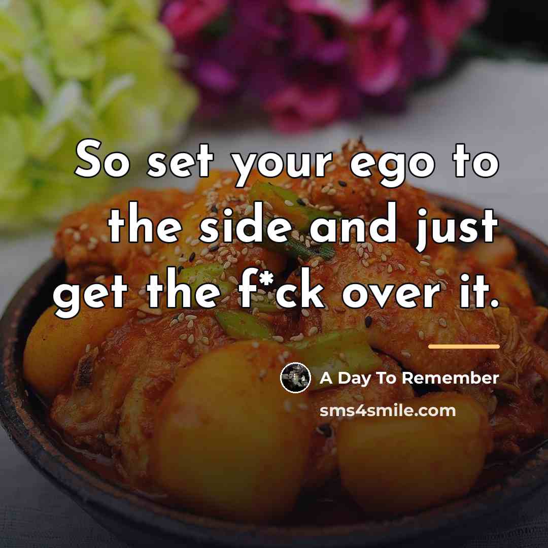 “So set your ego to the side and just get…” quote by A Day To Remember