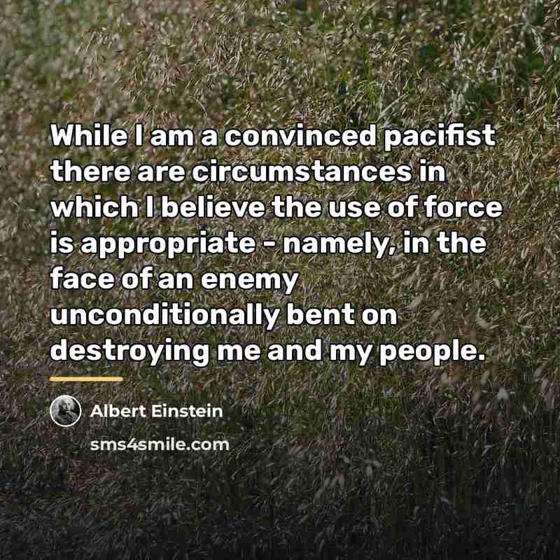 “While I am a convinced pacifist there are circumstances in…” quote by Albert Einstein