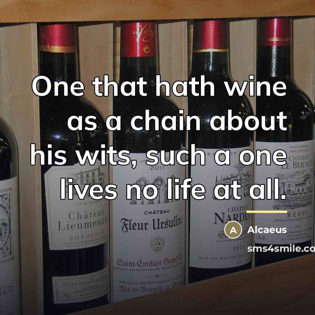 “One that hath wine as a chain about his wits,…” quote by Alcaeus