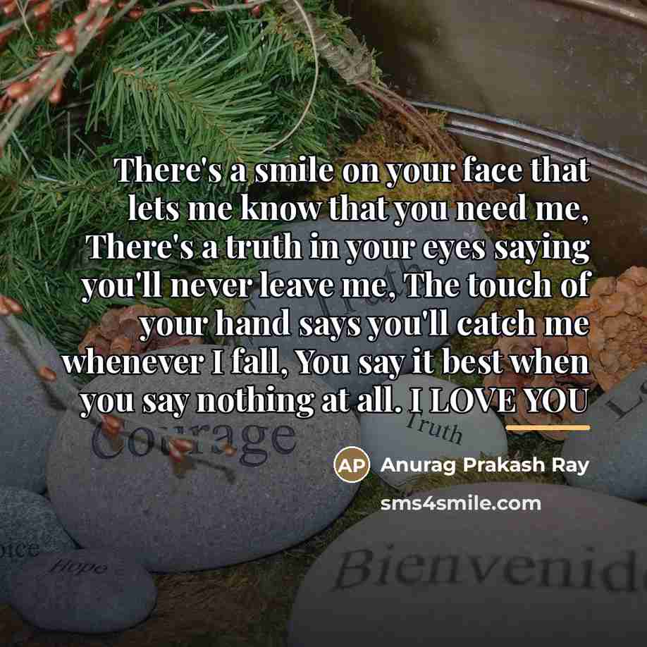 “There's a smile on your face that lets me know…” quote by Anurag Prakash Ray