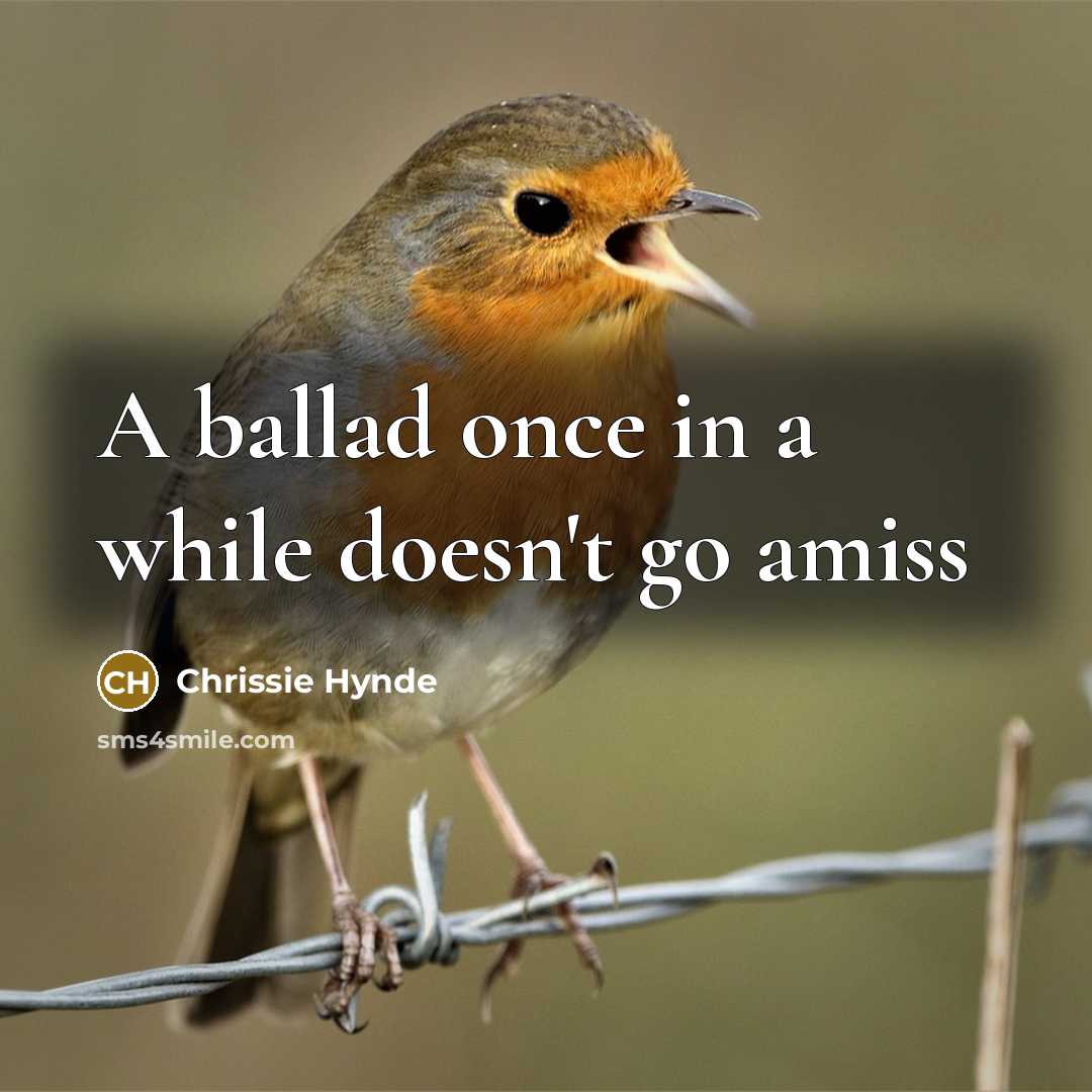 “A ballad once in a while doesn't go amiss…” quote by Chrissie Hynde