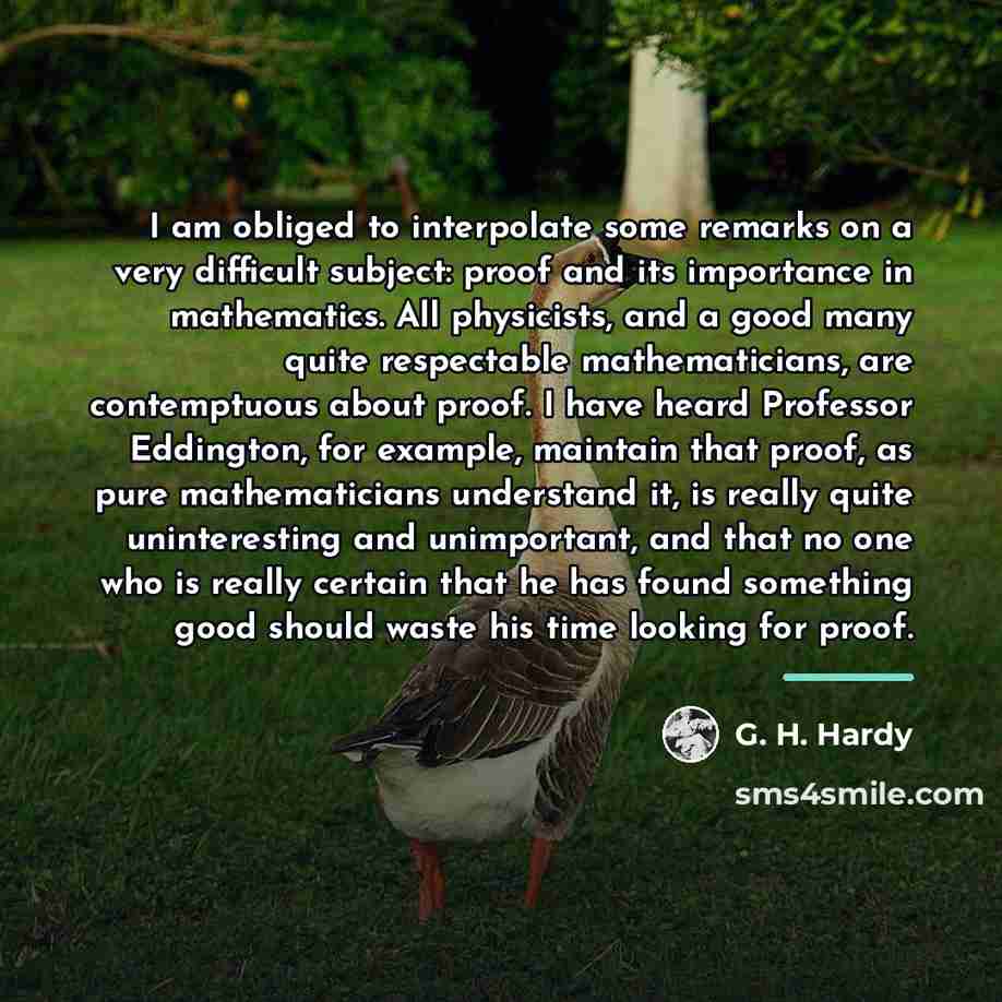 “I am obliged to interpolate some remarks on a very…” quote by G. H. Hardy