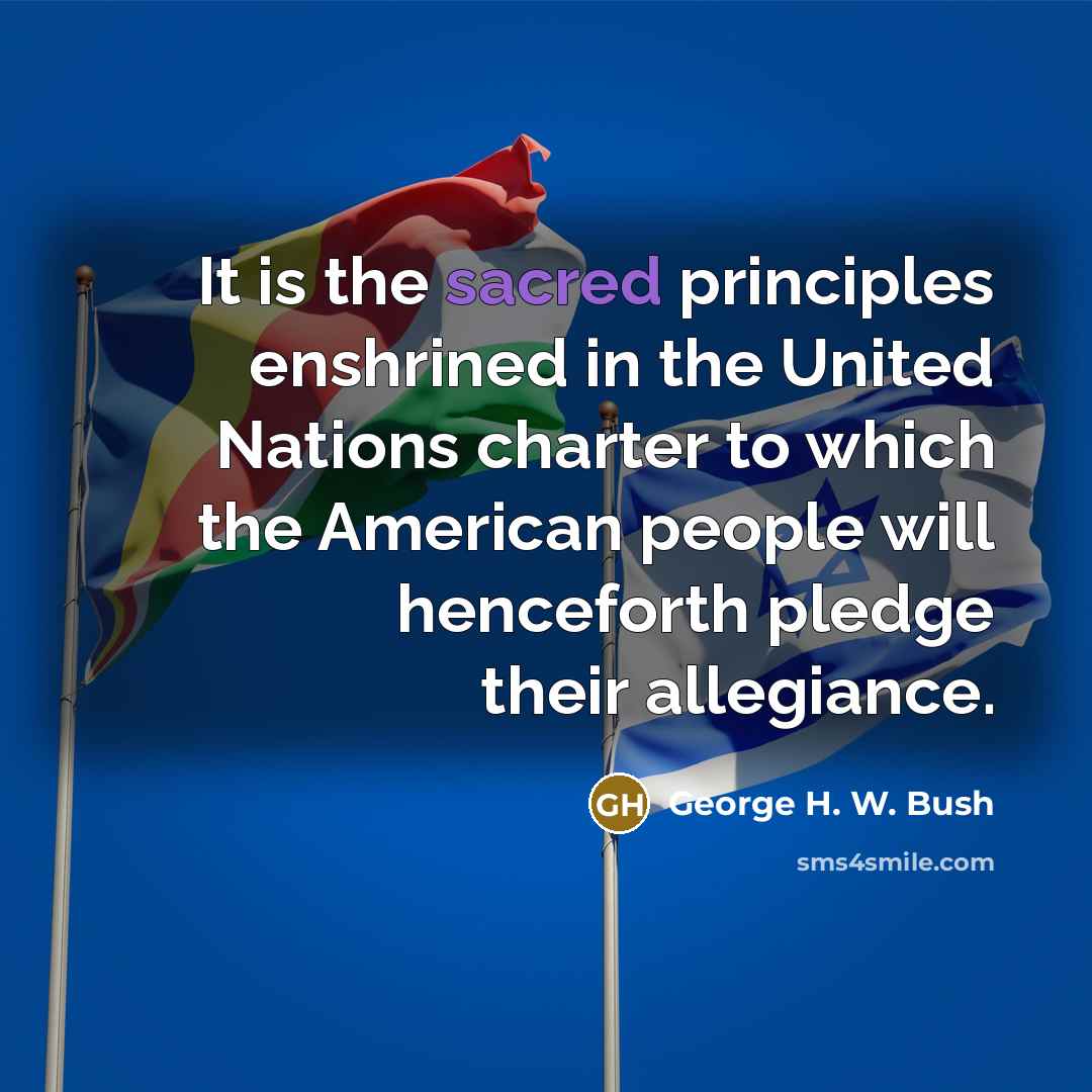 “It is the sacred principles enshrined in the United Nations…” quote by George H. W. Bush