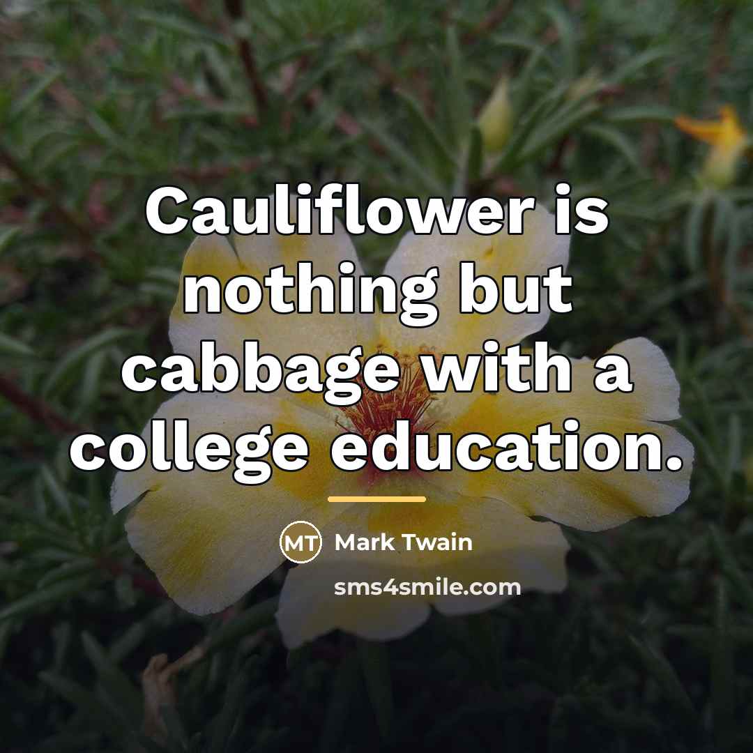 “Cauliflower is nothing but cabbage with a college education.…” quote by Mark Twain