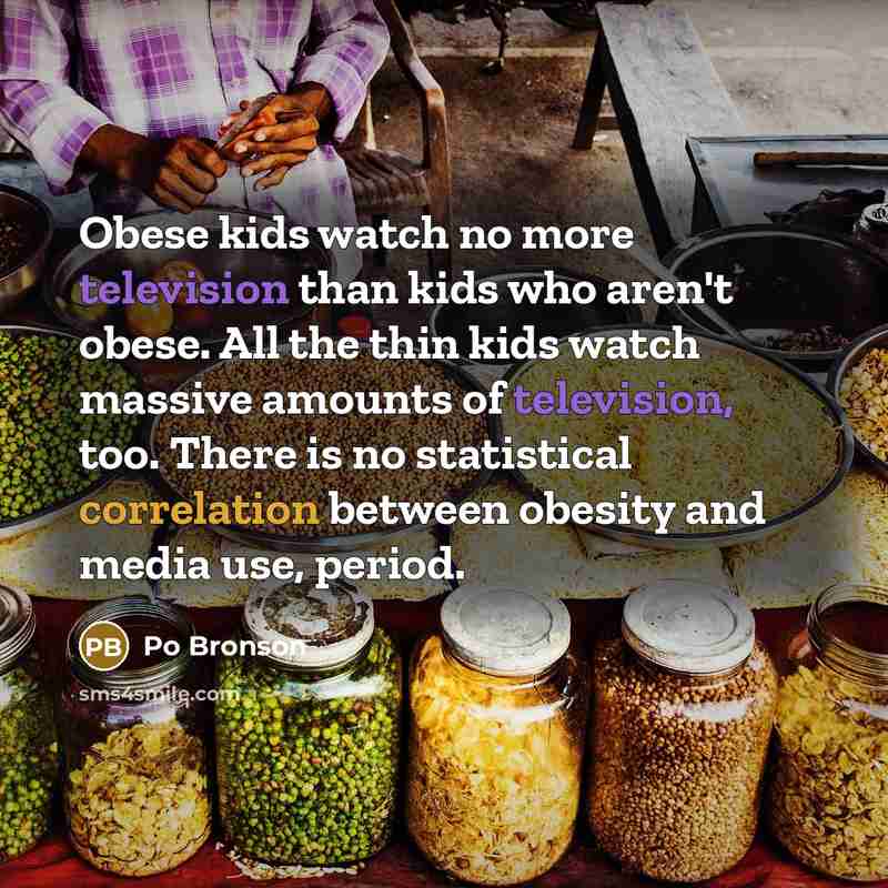 “Obese kids watch no more television than kids who aren't…” quote by Po Bronson