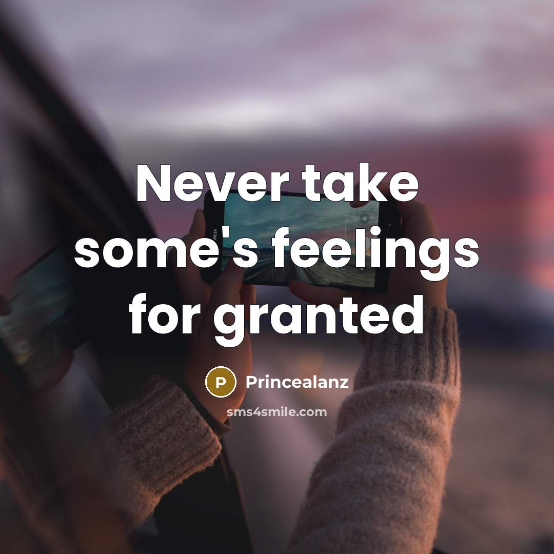 “Never take some's feelings for granted” quote by Princealanz