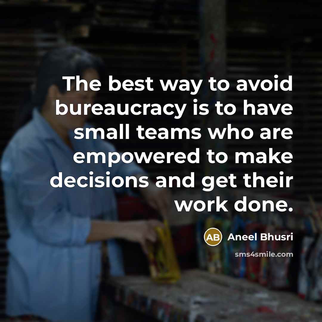 “The best way to avoid bureaucracy is to have small…” quote by Aneel Bhusri