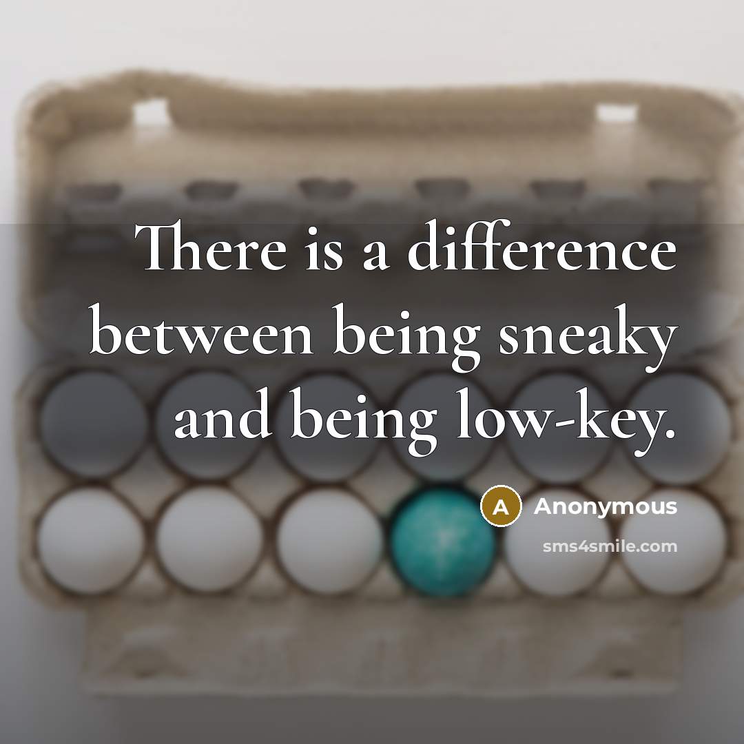 “There is a difference between being sneaky and being low-key.” quote by Anonymous