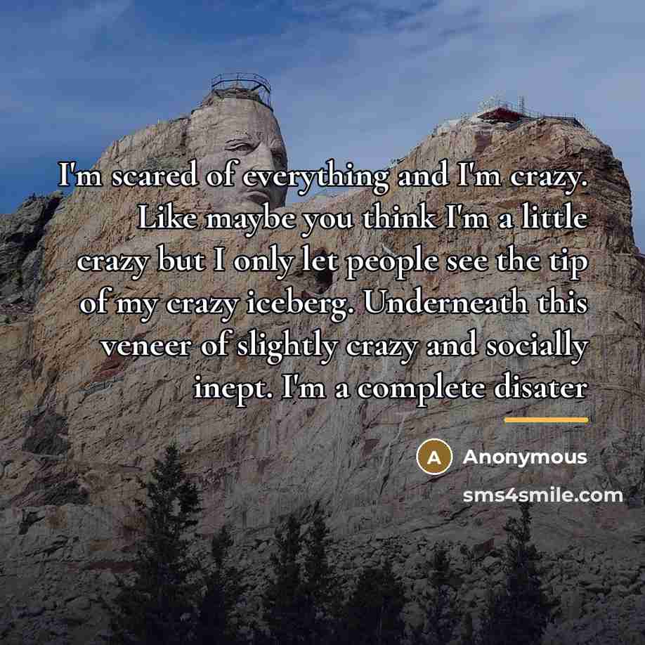 “I'm scared of everything and I'm crazy. Like maybe you…” quote by Anonymous