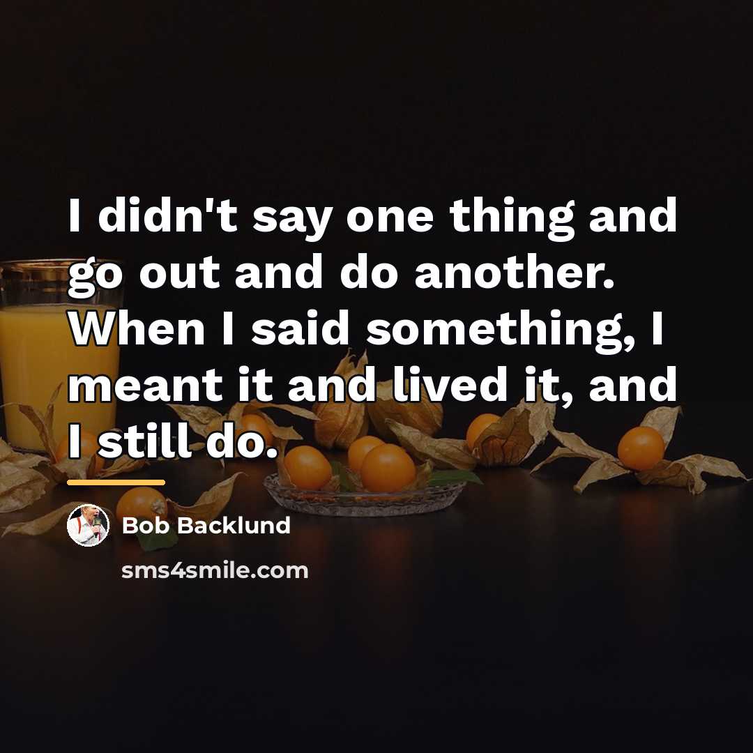 “I didn't say one thing and go out and do…” quote by Bob Backlund